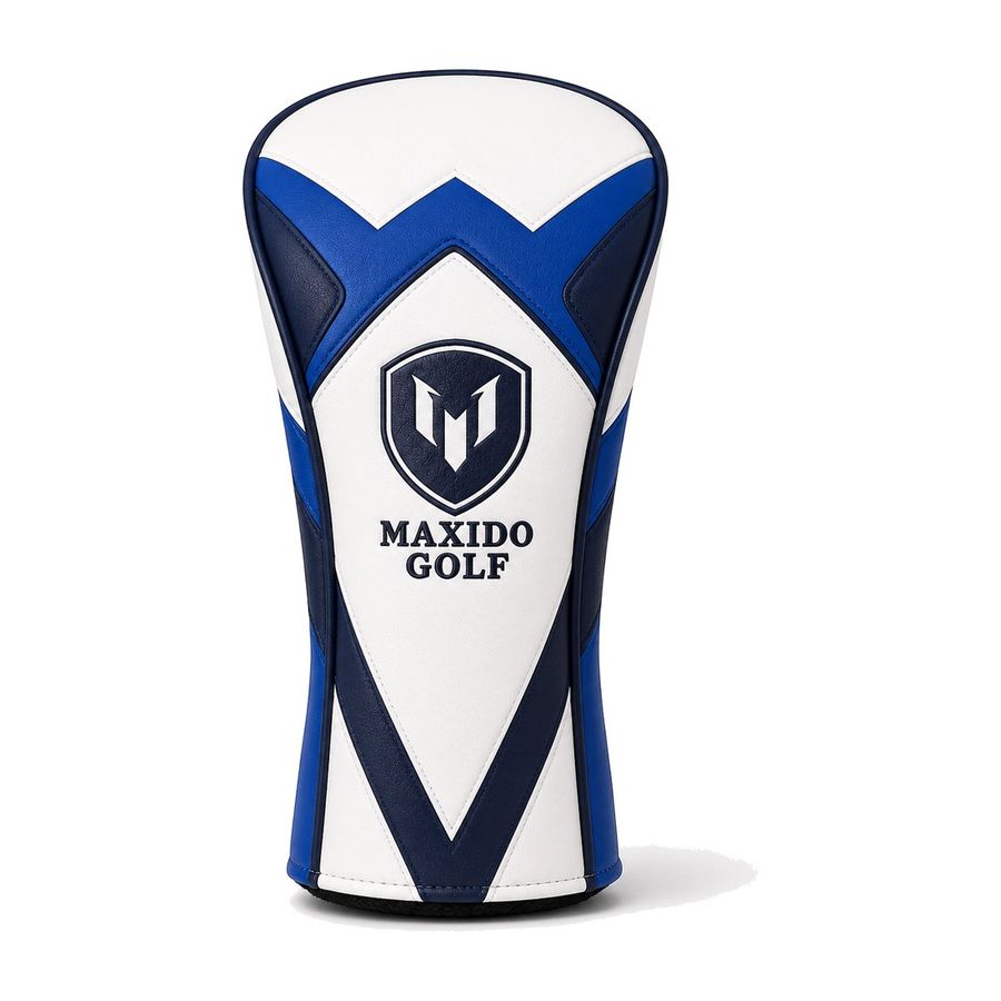 Maxido Golf driver head cover in royal blue and white