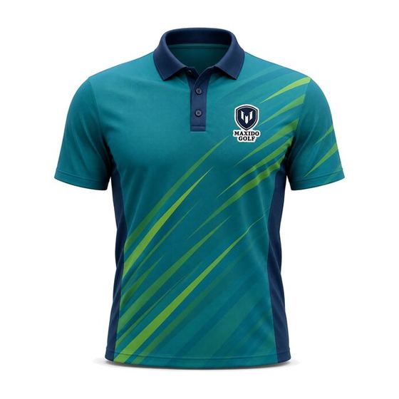 Diagonal Polo — Teal and Lime golf product by Maxido Golf